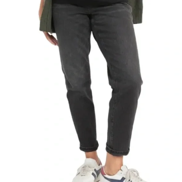 Old Navy Maternity Full-Panel Black-Wash Boyfriend Jeans Size 12 PETITE - Picture 6 of 8